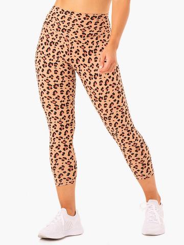 Tan Leopard Ryderwear Women Leggings Hybrid 7/8 Women's Leggings | AU1797YU