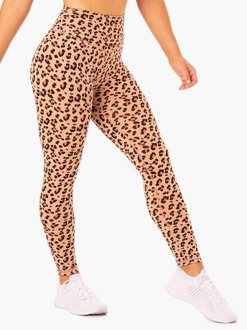 Tan Leopard Ryderwear Women Leggings Hybrid Full Length Women's Leggings | AU1865CE