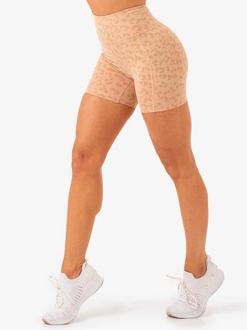 Tan Leopard Ryderwear Women Shorts Ultra High Waisted Mid Length Women's Shorts | AU2161YU