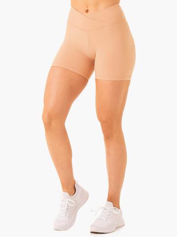 Tan Ryderwear Women Shorts Serene Cross Over Scrunch Women's Shorts | AU2071ZG