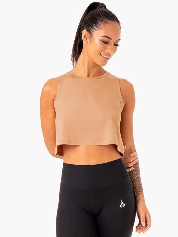 Tan Ryderwear Women Tanks Hybrid Muscle Women's Tanks | AU2992WY