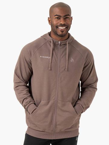 Taupe Ryderwear Men Hoodie Pursuit Zip Up Men's Hoodie | AU1472LH