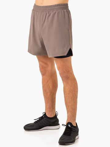 Taupe Ryderwear Men Shorts Pursuit 2 In 1 Training Men's Shorts | AU1397CE