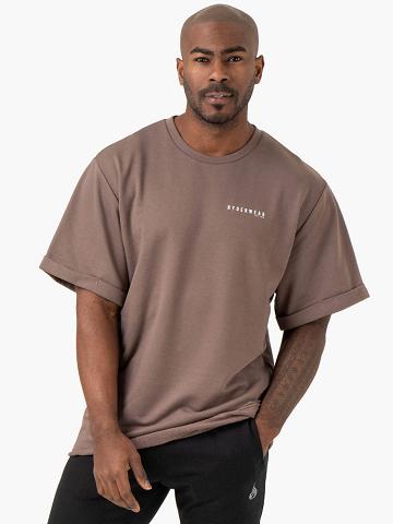 Taupe Ryderwear Men T Shirts Pursuit Oversized Fleece Men's T Shirts | AU1285FM