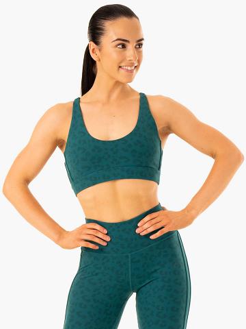 Teal Leopard Ryderwear Women Sports Bra Evolution Women's Sports Bra | AU2396IS