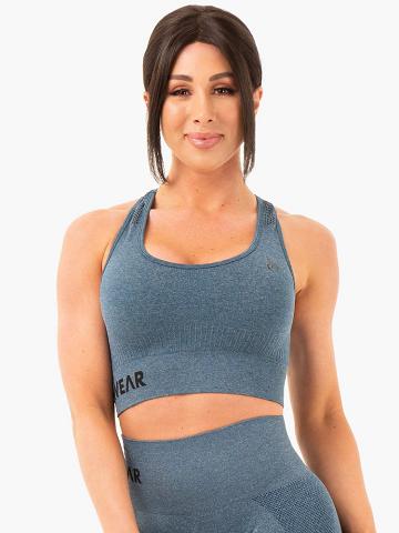 Teal Marl Ryderwear Women Sports Bra Seamless Staples Women's Sports Bra | AU2552IS