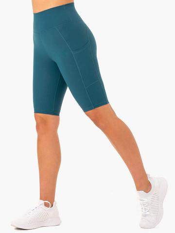 Teal Ryderwear Women Shorts Reset High Waisted Pocket Bike Women's Shorts | AU2091FM