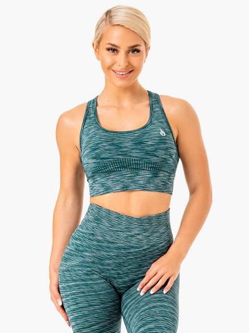 Teal Ryderwear Women Sports Bra Evolve Seamless Longline Women's Sports Bra | AU2377QZ