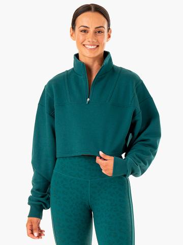 Teal Ryderwear Women Sweaters Evolution Half Zip Women's Sweaters | AU2581TV