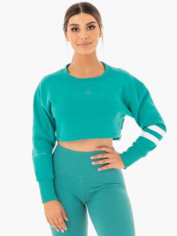 Teal Ryderwear Women Sweaters Motion Cropped Women's Sweaters | AU2624GL