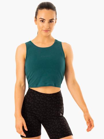 Teal Ryderwear Women Tanks Evolution Cotton Women's Tanks | AU2931PQ