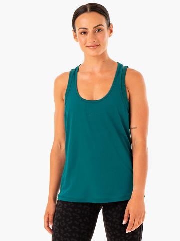 Teal Ryderwear Women Tanks Evolution Racer Back Women's Tanks | AU2891TV