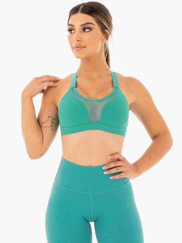 Turquoise Ryderwear Women Sports Bra Collide Mesh Contour Women's Sports Bra | AU2372YU