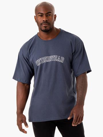 Washed Blue Ryderwear Men T Shirts Oversized Men's T Shirts | AU1273WY