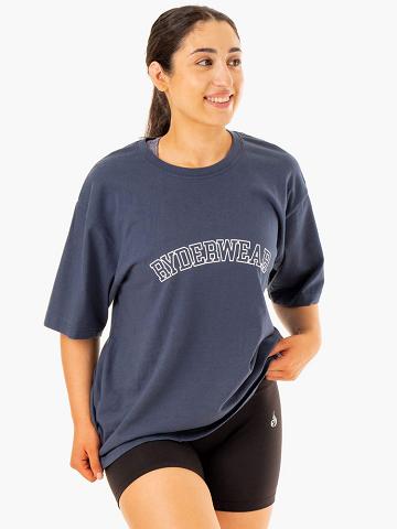 Washed Blue Ryderwear Women T Shirts Oversized Women's T Shirts | AU2740FM