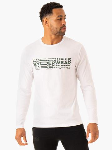 White Ryderwear Men T Shirts Graphic Long Sleeve Men's T Shirts | AU1234GL