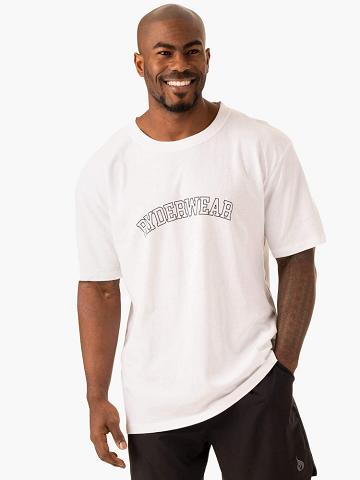 White Ryderwear Men T Shirts Oversized Men's T Shirts | AU1275RW