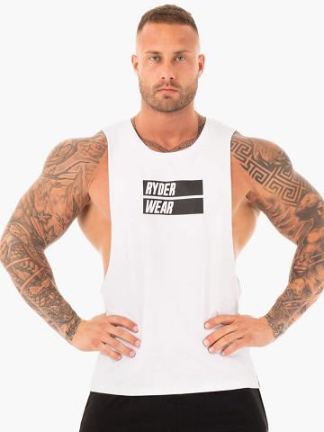 White Ryderwear Men Tanks Iron Baller Tank Men's Tanks | AU1133KI