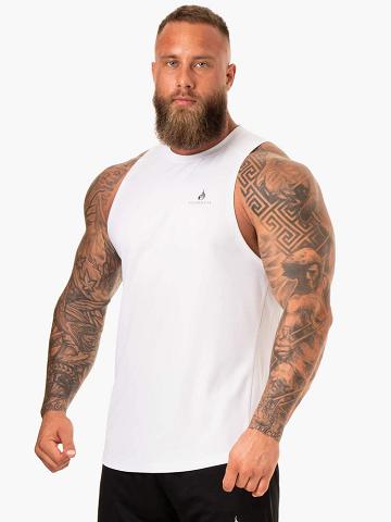 White Ryderwear Men Tanks Lift Mesh Baller Tank Men's Tanks | AU1141MA