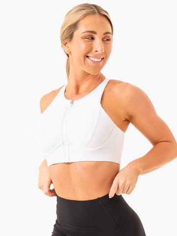 White Ryderwear Women Sports Bra Critical High Impact Women's Sports Bra | AU2294OR