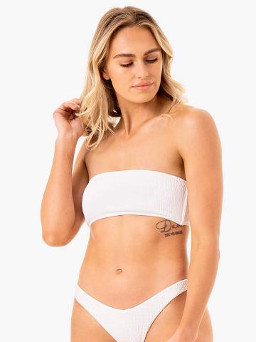 White Ryderwear Women Swimwear Paradise Bandeau Bikini Top Women's Swimwear | AU2658NB