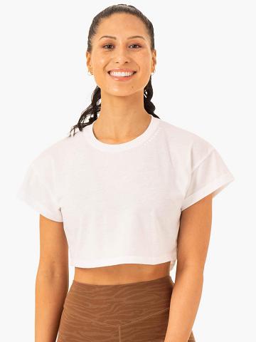 White Ryderwear Women T Shirts Energy Cap Sleeve Women's T Shirts | AU2795RW