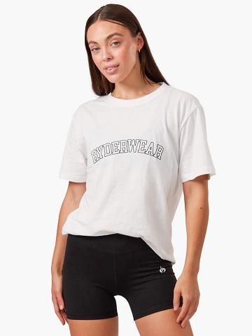 White Ryderwear Women T Shirts Oversized Women's T Shirts | AU2741DN