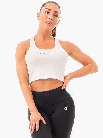 White Ryderwear Women Tanks Cropped Racer Back Women's Tanks | AU3001AP