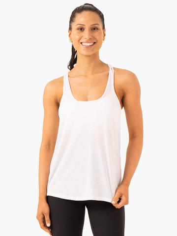 White Ryderwear Women Tanks Elevate Singlet Women's Tanks | AU2880HK