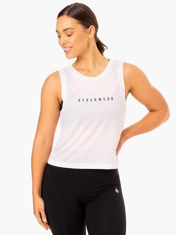 White Ryderwear Women Tanks Replay Women's Tanks | AU2923MA